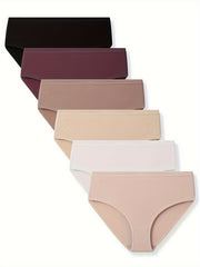 6 Pack Plus Size Panties Set Women's Plus Solid Soft Comfort Medium Stretch Brie