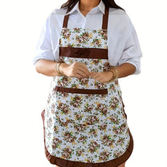 Stain-Proof Halter Apron with Ruffles for Outdoor Activities
