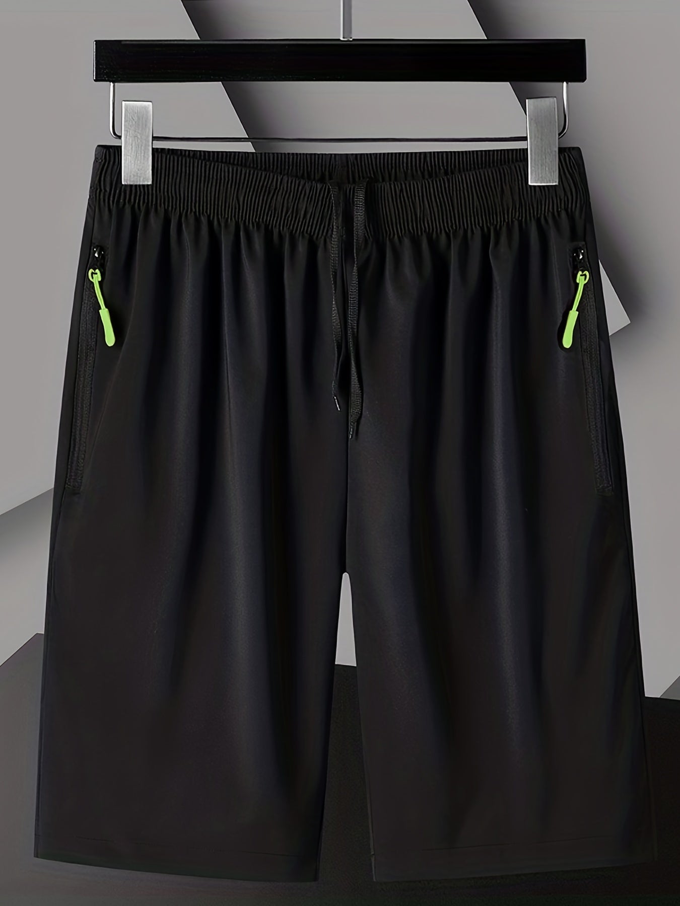 Men's Elastic Waist Drawstring Shorts Zipper Pockets Gym Workout Training
