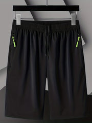 Men's Elastic Waist Drawstring Shorts Zipper Pockets Gym Workout Training