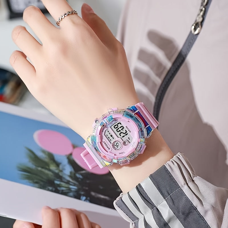 Unisex Sports Watch Glow Dark Date Alarm Durable Rubber Strap Multifunctional