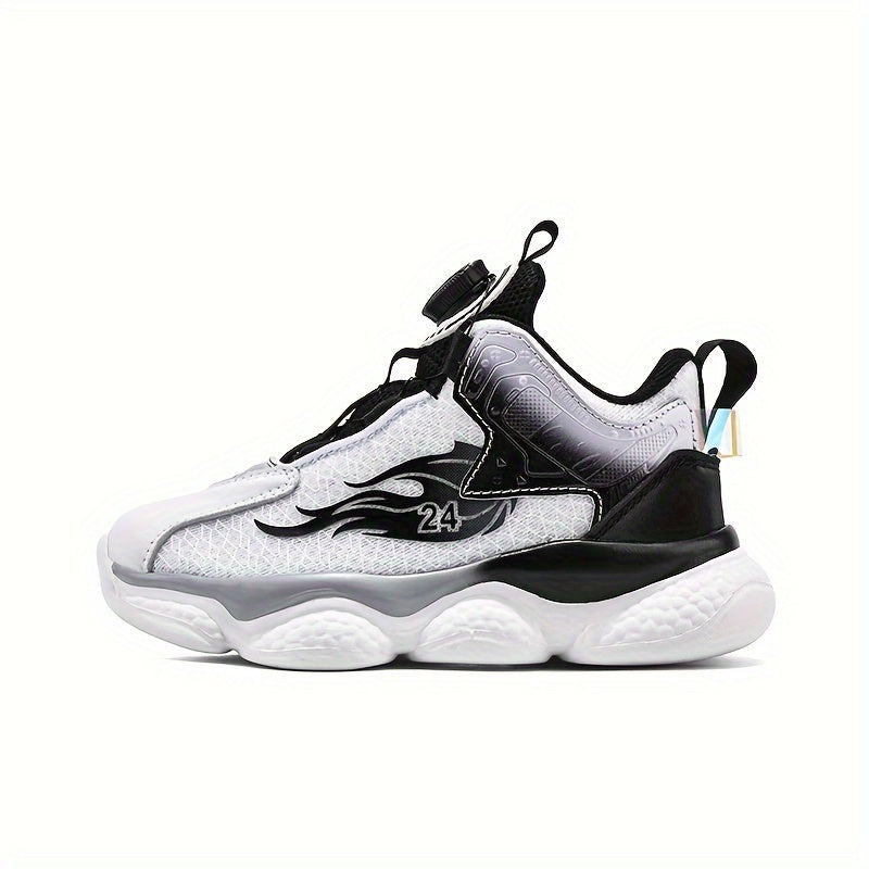 Boy's Basketball Shoes Rotating Buckle Soft Sole Casual Sneakers