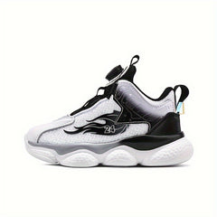 Boy's Basketball Shoes Rotating Buckle Soft Sole Casual Sneakers
