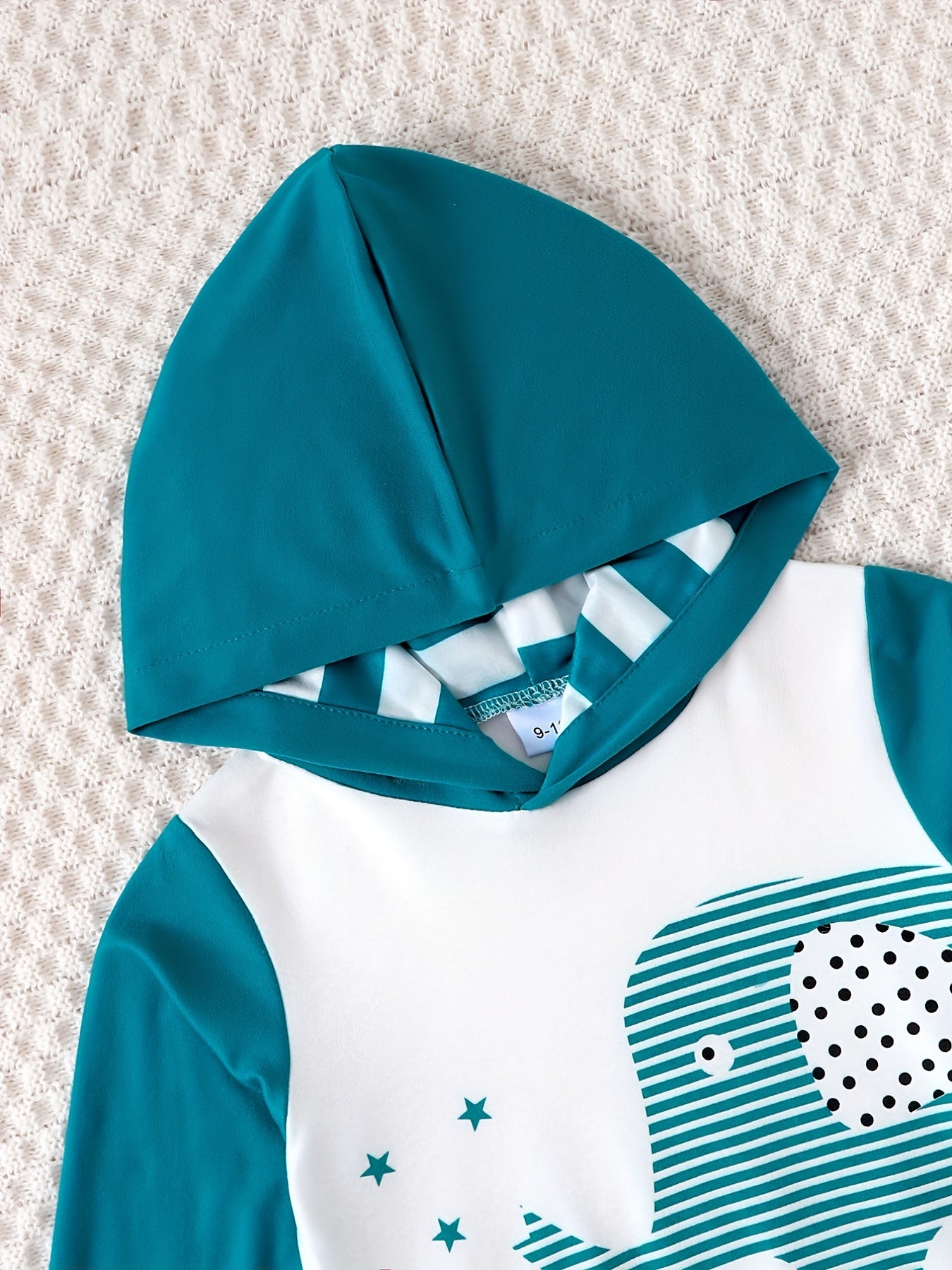 Baby Elephant Print Hooded Sweatshirt Striped Pants Set