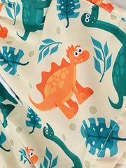 Dinosaur Print Boys Beach Shorts Quick Dry Drawstring Swim Trunks