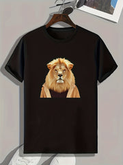 Lion Print Men's Graphic T shirt Comfy Casual Tees For Summer