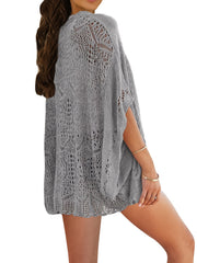 Crochet Draped Knit Cardigan Women's Sweater