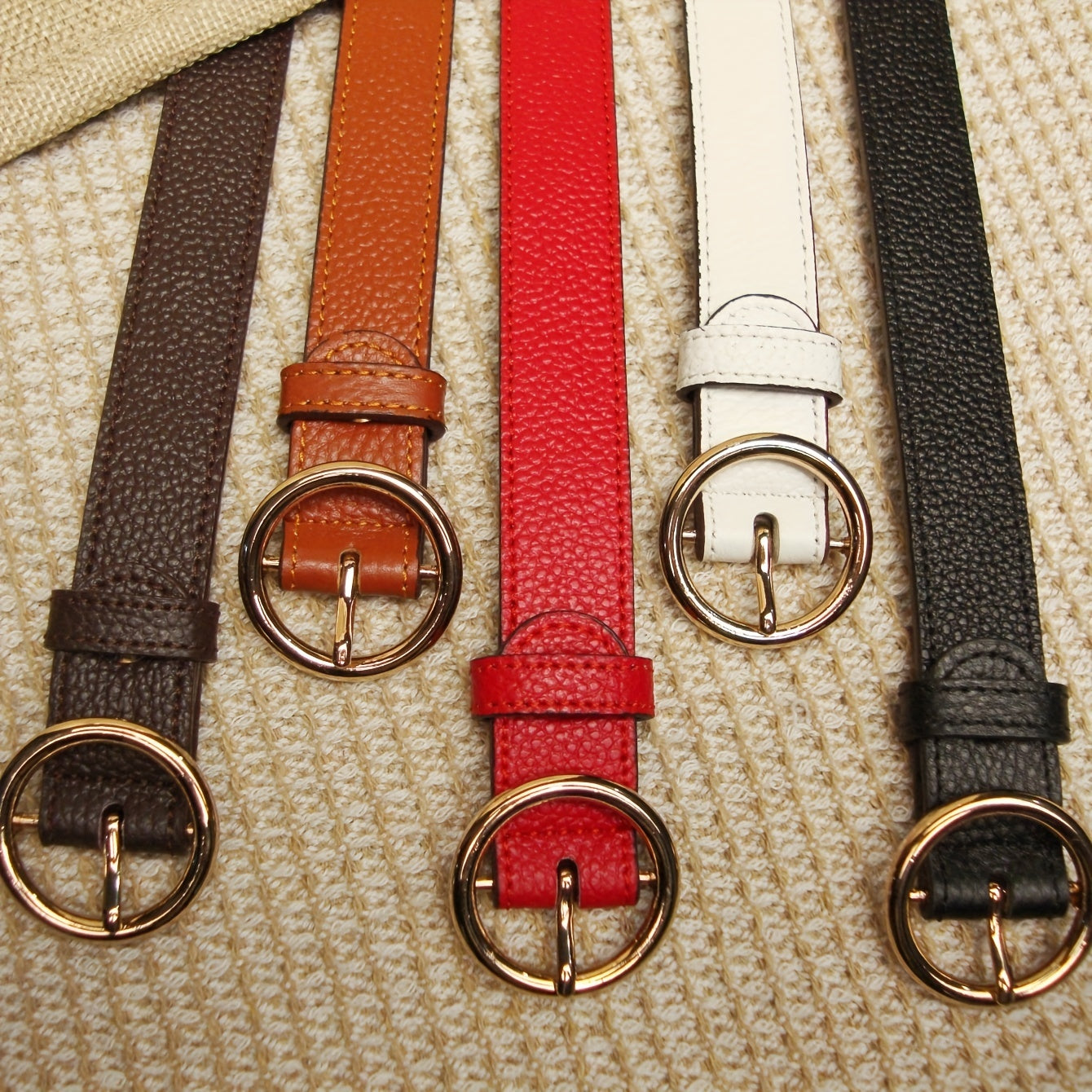Double Layered Circular Needle Buckle Belt