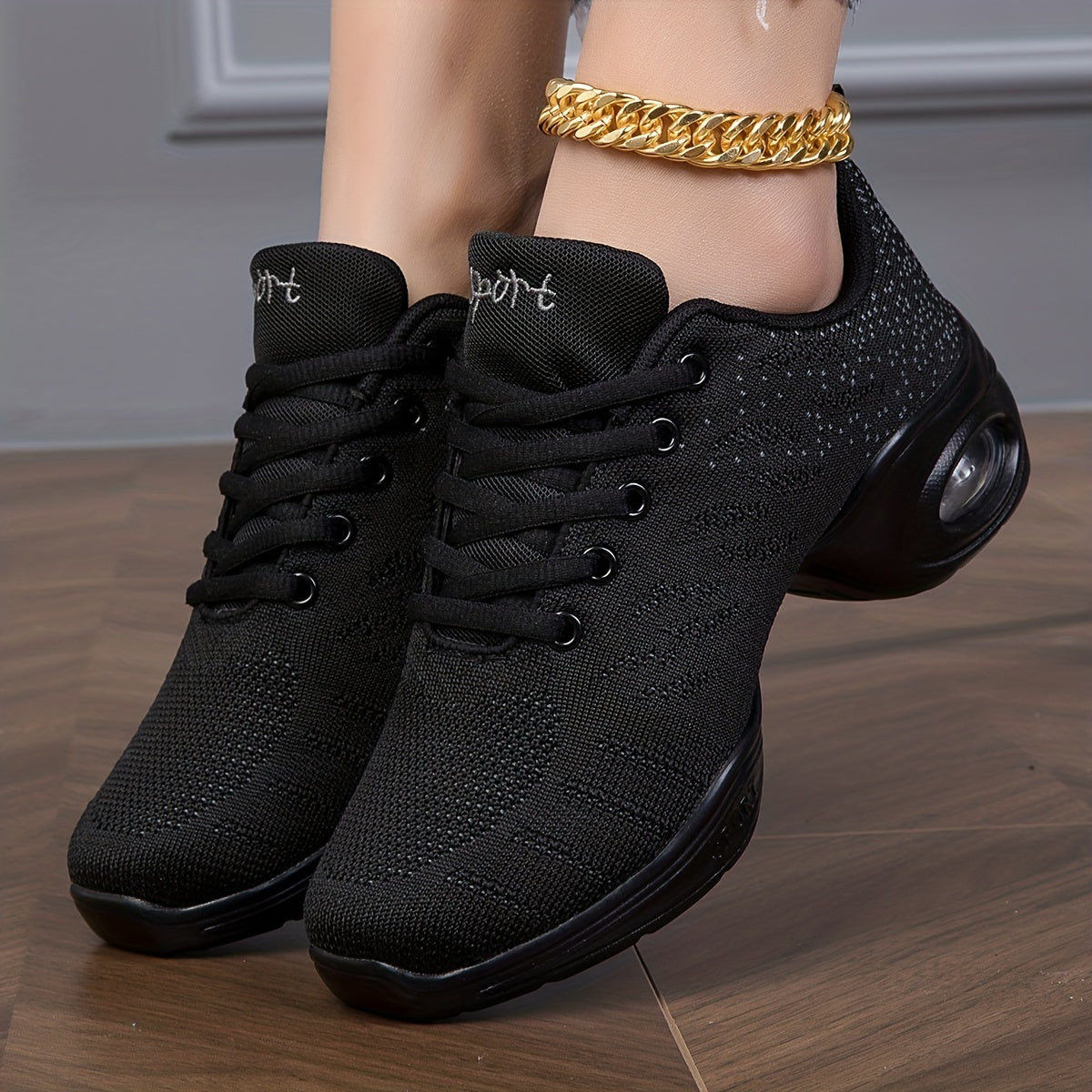 Women's Arch Support Dance Shoes with Letter Embroidery