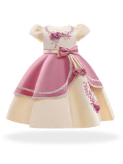 Girls Princess Dress Embroidered Flower Lace Dress Performance Dress