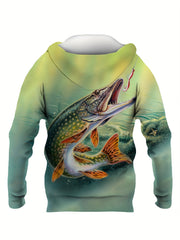 Fish 3D Print Hoodies For Men Graphic Hoodie Comfy Loose Hooded Pullover