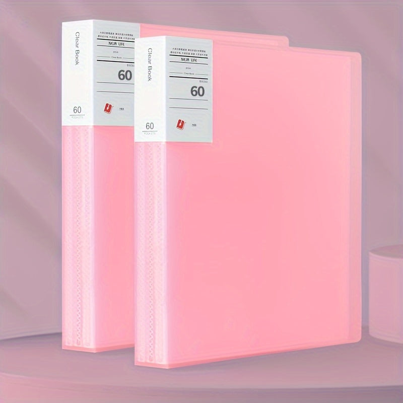 2pcs Lope Picture Book A4 Student Papers Folder Pink 60 page Pack