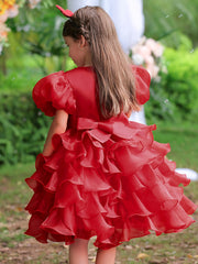 Girls Sequined Party Ball Dress With Bow Headband