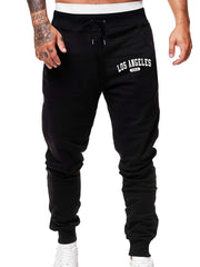 Men's LA Print Drawstring Sweatpants Elastic Waist Active Joggers