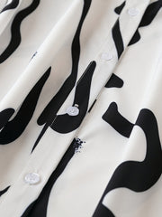 Graffiti Print Roll Up Sleeve Shirt Dress