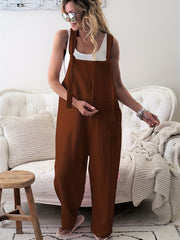 Sleeveless Overall Jumpsuit Casual Wide Leg Jumpsuit