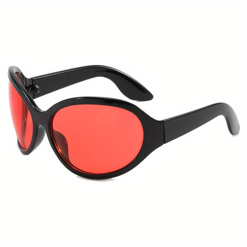 Y2K Wrap Around Sunglasses Oversized Hiphop Tinted Glasses UV400