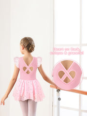 Cotton Sequin Ruffle Trim Leotard for Girls
