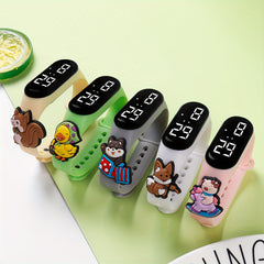 Kids Digital LED Bracelet Watches 5pcs Animal Designs TPU Strap
