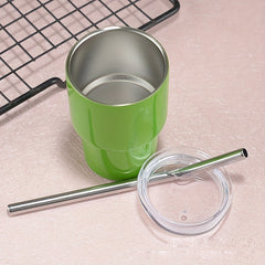 2oz Stainless Steel Insulated Mini Cup with Straw for Coffee, Car, and Travel