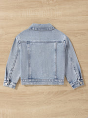 Girls' Denim Button Down Jacket, Collared, All Seasons