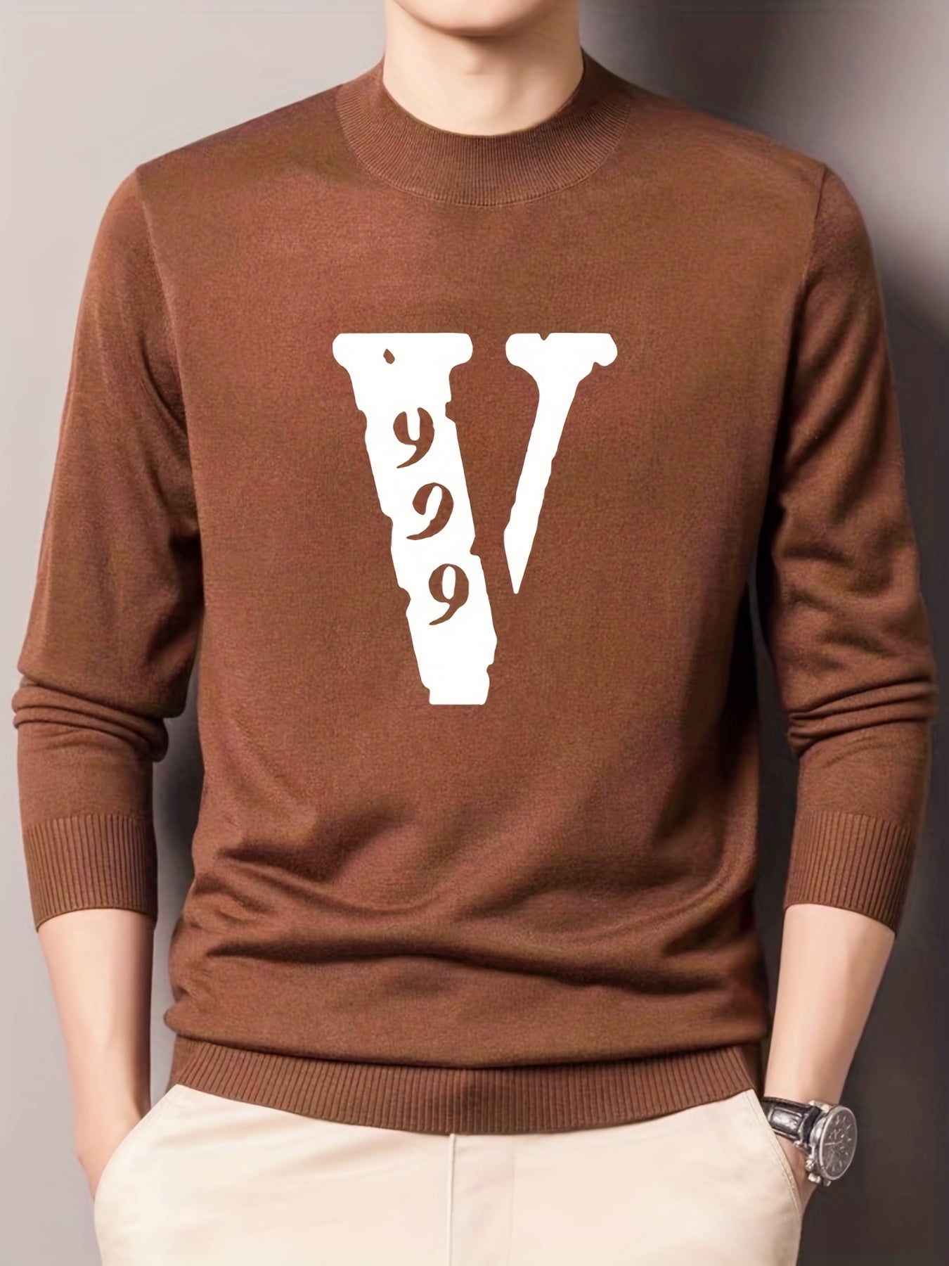 Men's V-Neck Knitted Sweater for Fall Winter
