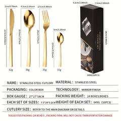 16pcs Multicolor Titanium Plated Stainless Steel Tableware Set