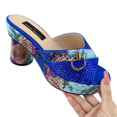 Women's Snakeskin Platform Heel Sandals Peep Toe Party Shoes