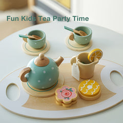 Wooden Toys Toy Tea Playset Deluxe Play Pretend Food Set