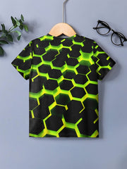 Kids 3D Geo Print Tee Funny Illusion Short Sleeve Street Wear