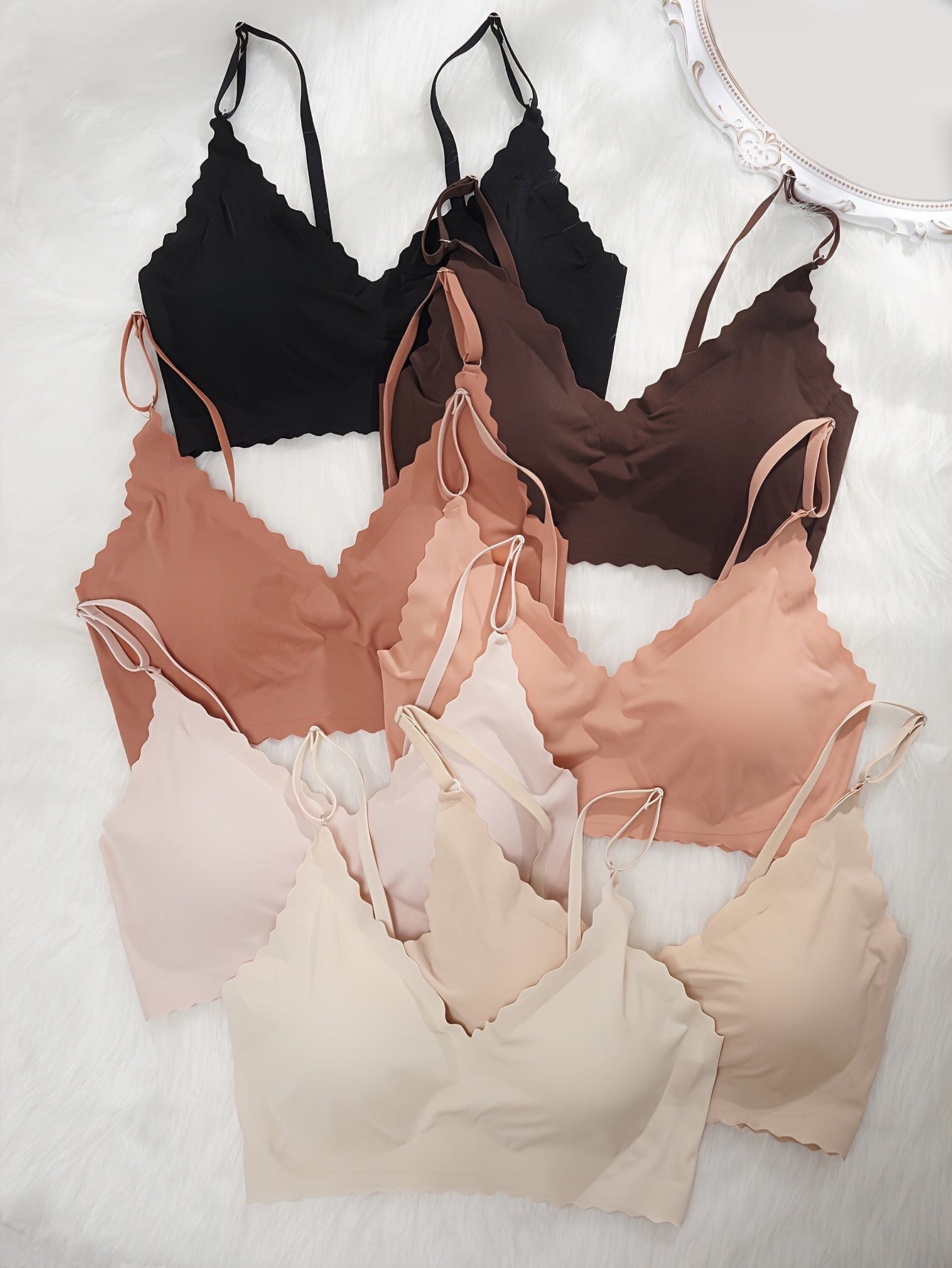 7pcs Solid Push Up Bra Comfy Removable Padded Seamless Anti-sagging Bra