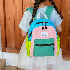 Children's Block Backpack Canvas Large Capacity Schoolbag