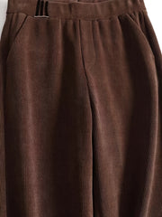 Ribbed Wide Leg Pants Casual Loose Elastic Waist Pants Women's Clothing