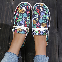 Women's Flat Canvas Shoes Lace Up Loafers