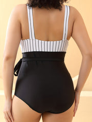 Surplice Neck Side Knot One Piece Swimsuit