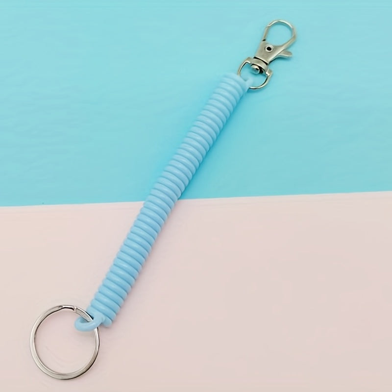 2pcs Retractable Plastic Spring Rope Key Chain Colorful Anti Lost Lanyard