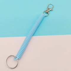2pcs Retractable Plastic Spring Rope Key Chain Colorful Anti Lost Lanyard