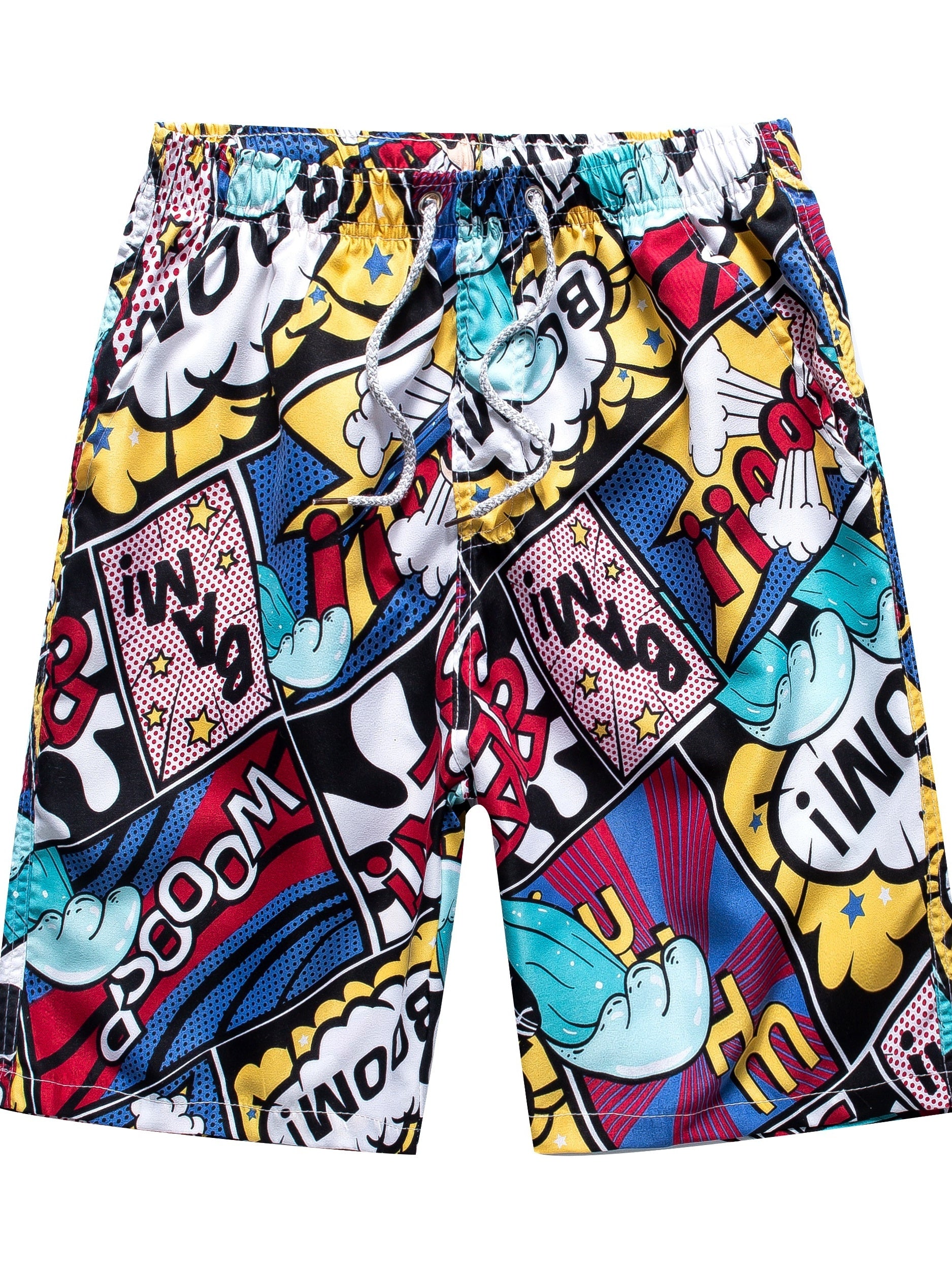 Coconut Palm Pattern Beach Shorts Men's Quick Dry Waist Drawstring Shorts