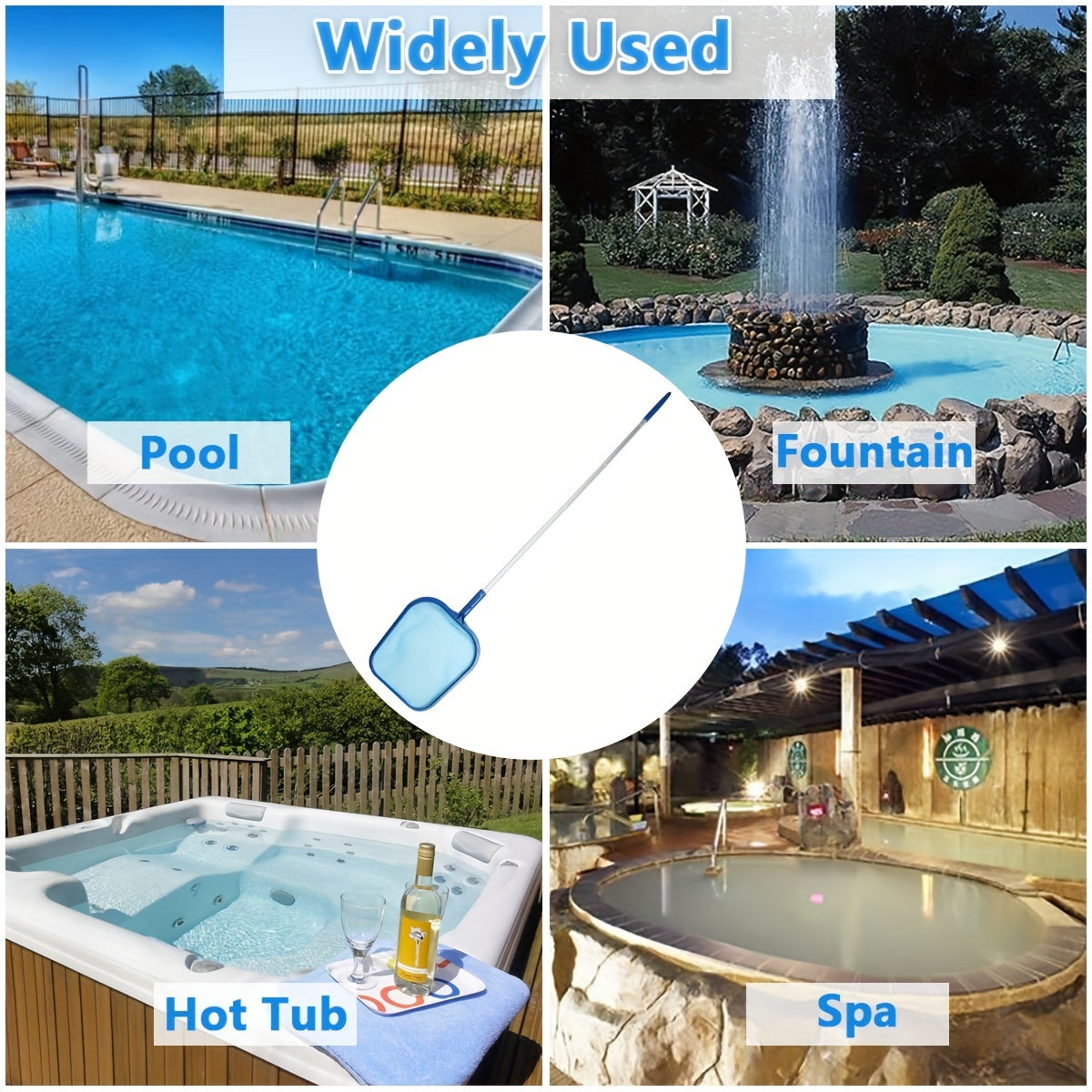 Pool Skimmer Net with 5 Sections Detachable Pole Leaf Skimmer Mesh Rake