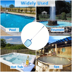 Pool Skimmer Net with 5 Sections Detachable Pole Leaf Skimmer Mesh Rake