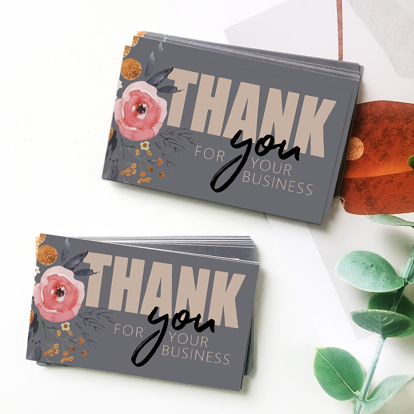 50pcs Thank You For Your Support Cards Handwritten Lettering Small Business Card