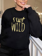 Arrow Letter Print Long Sleeve Top