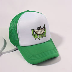 GRINNING Printed Trucker Hat Green Baseball Cap Mesh Breathable Dad Hats