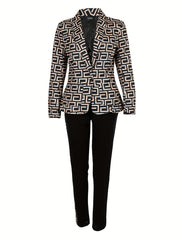 Print Pantsuits Two piece Set Blazer & Long Pants Set Women's Clothing