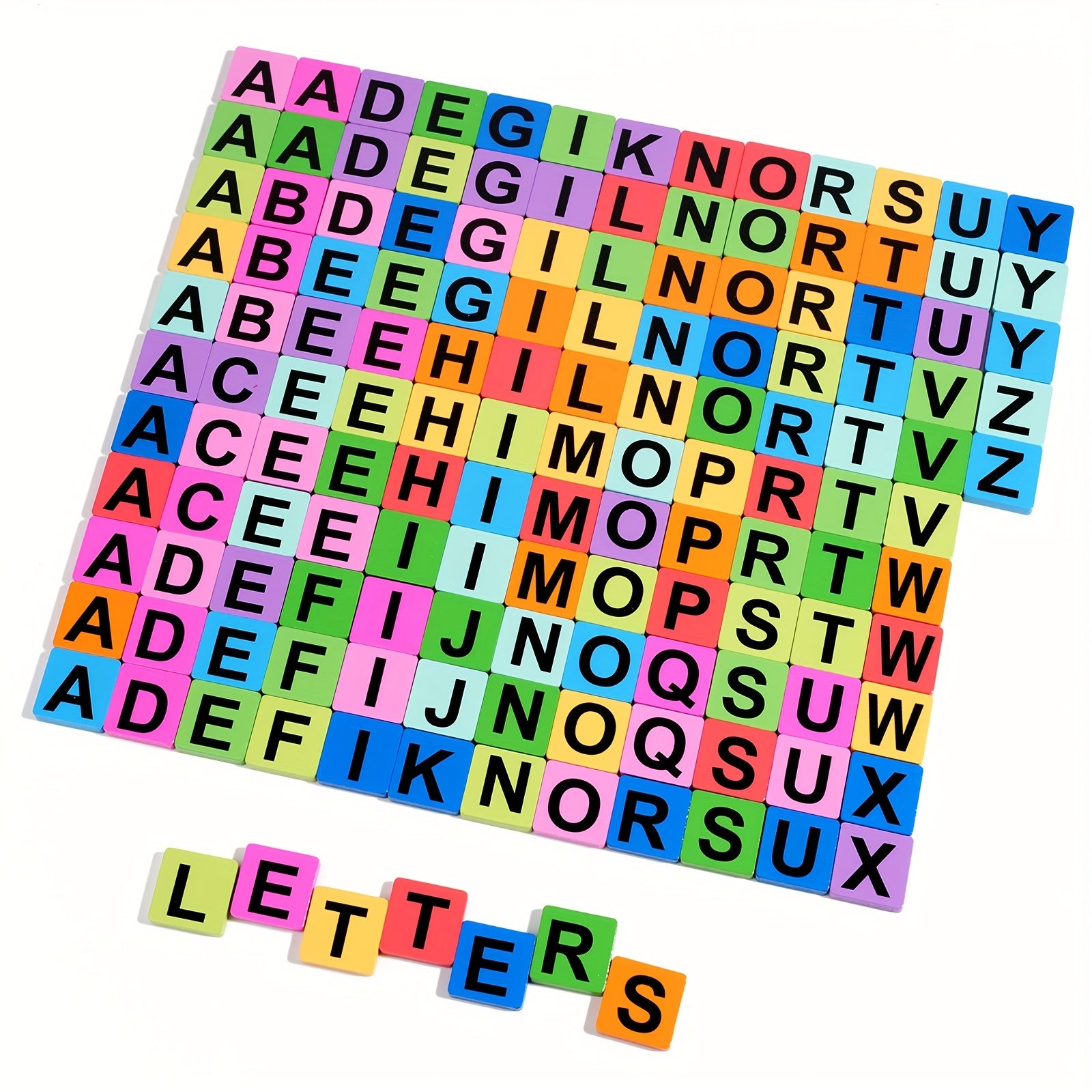 Colorful Wooden Alphabet Blocks Rainbow Educational Toy for Kids