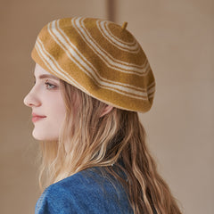 Striped Beret Women's Knitted Thermal Beret Vintage Hats For Weddings