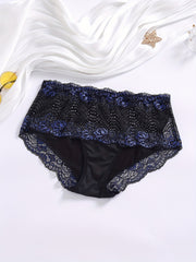 3 Pack Plus Size Sexy Lace Briefs Set Women's Plus Floral Embroidered
