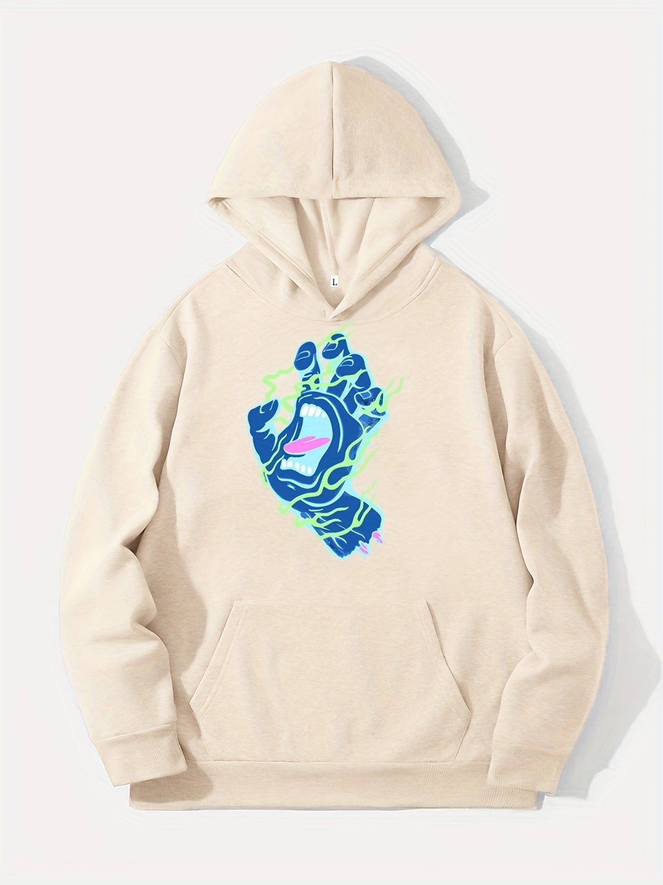 Hand Print Hoodie Men's Casual Graphic Pullover Hoodie