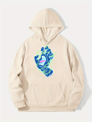 Hand Print Hoodie Men's Casual Graphic Pullover Hoodie