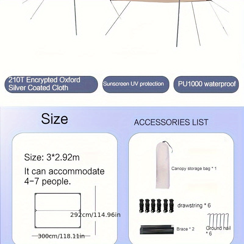 UV Protection Canopy Tent Waterproof Sun Shelters For Camping